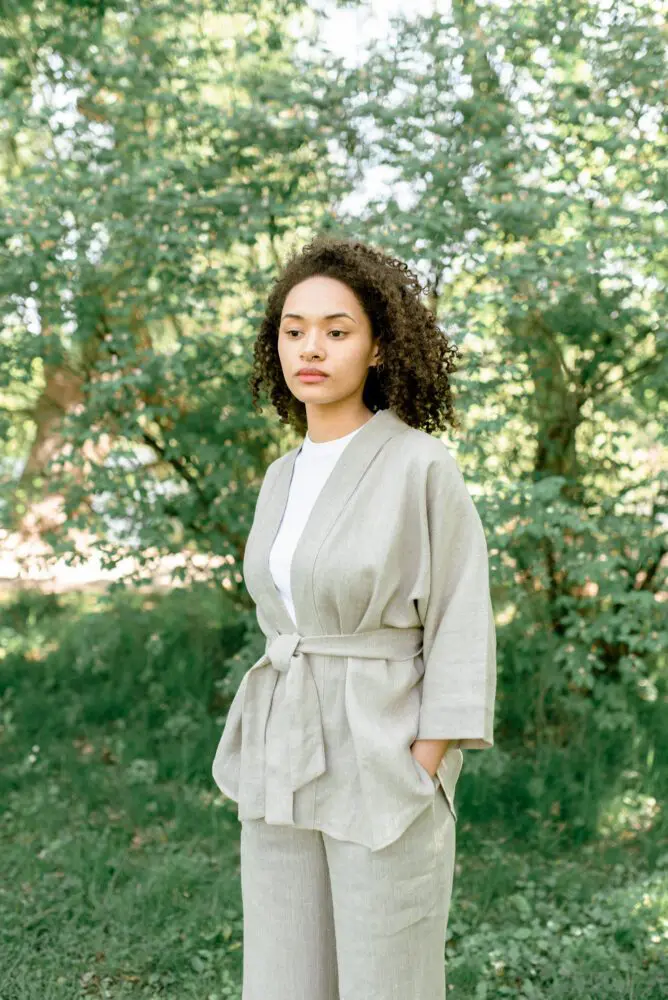 Simple linen kimono