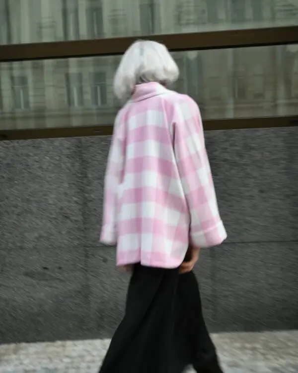 Kimono kostkované růžovobílé