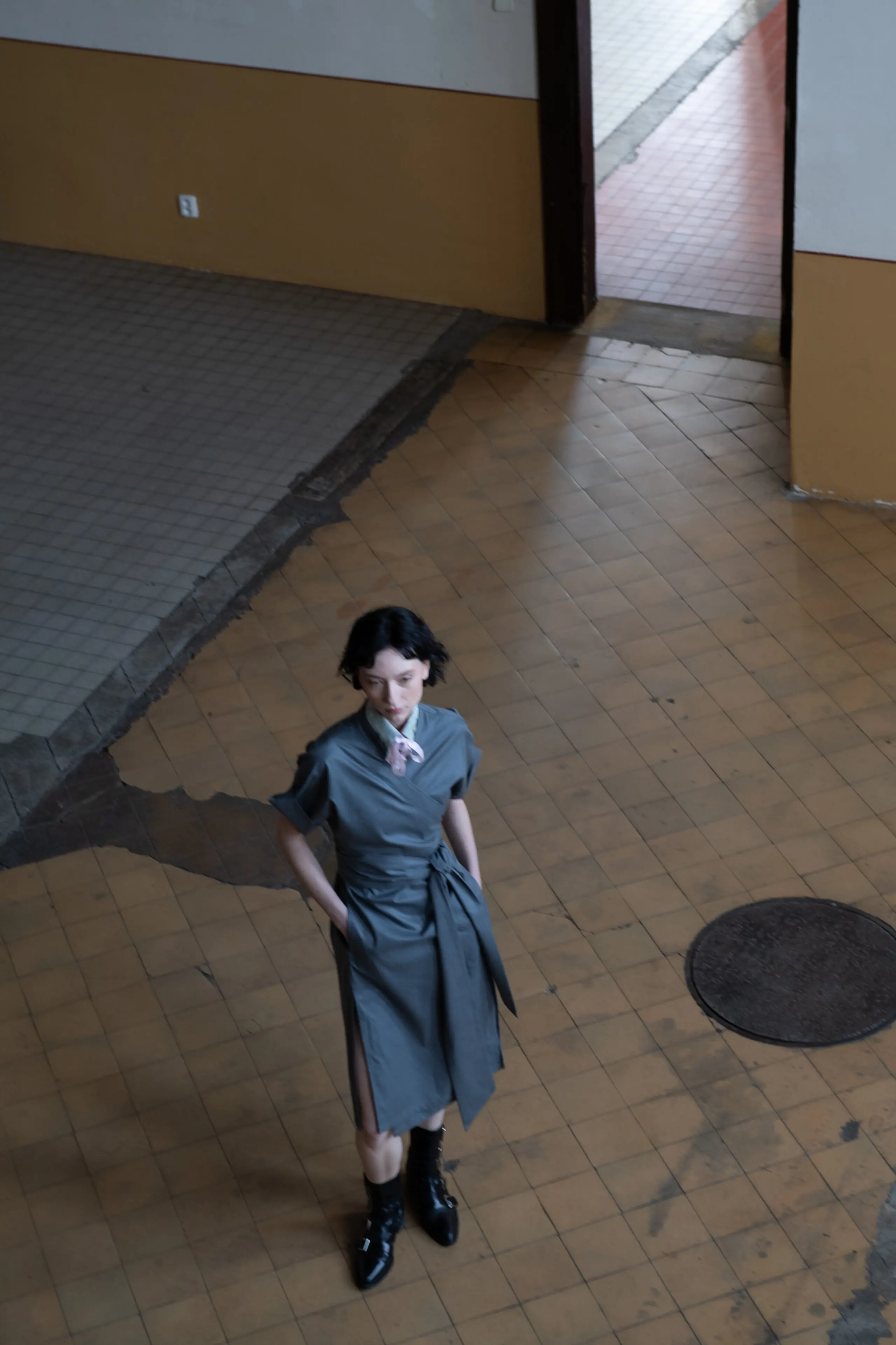 Signature Wrap Dress in Grey - Image 8