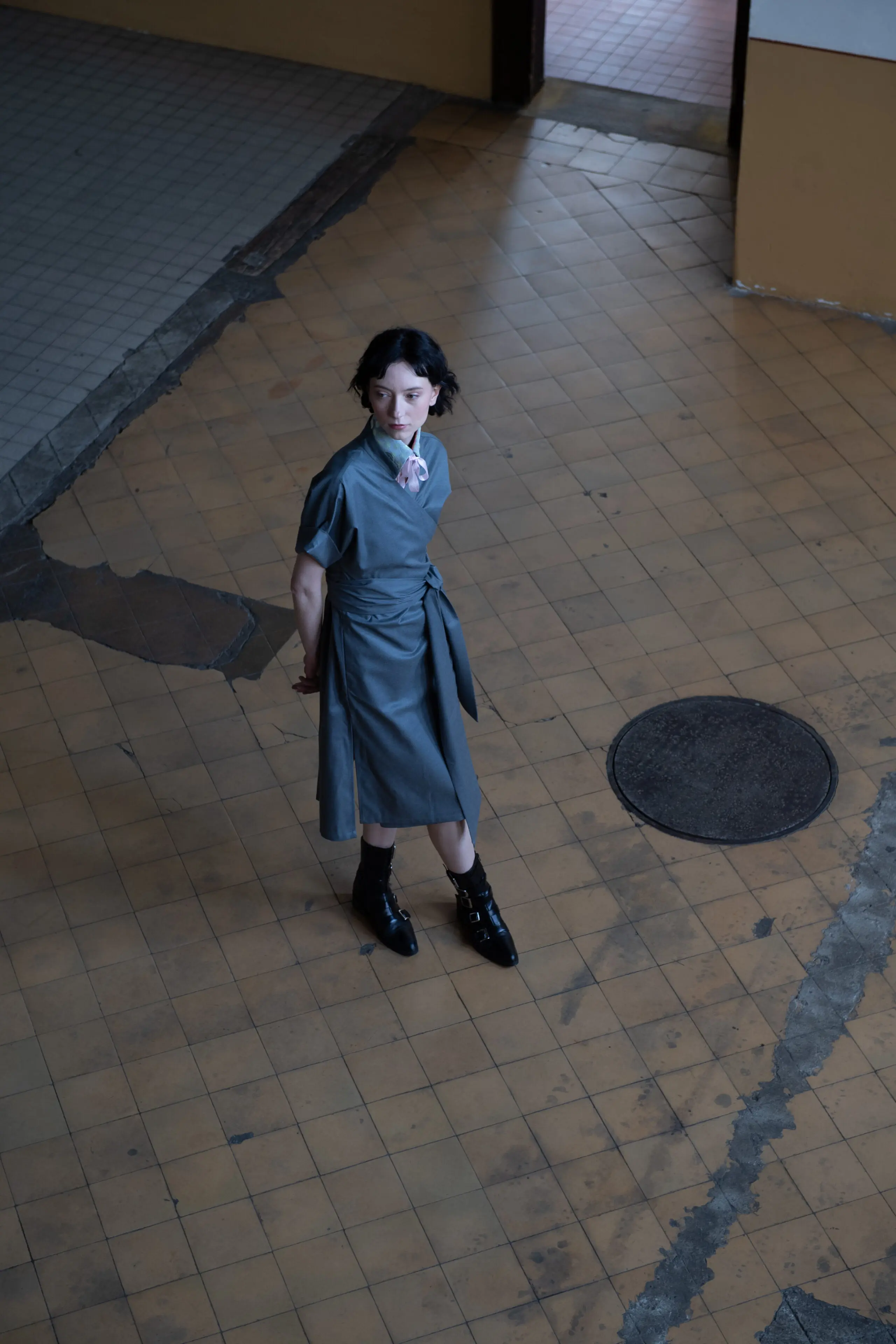 Signature Wrap Dress in Grey - Image 6