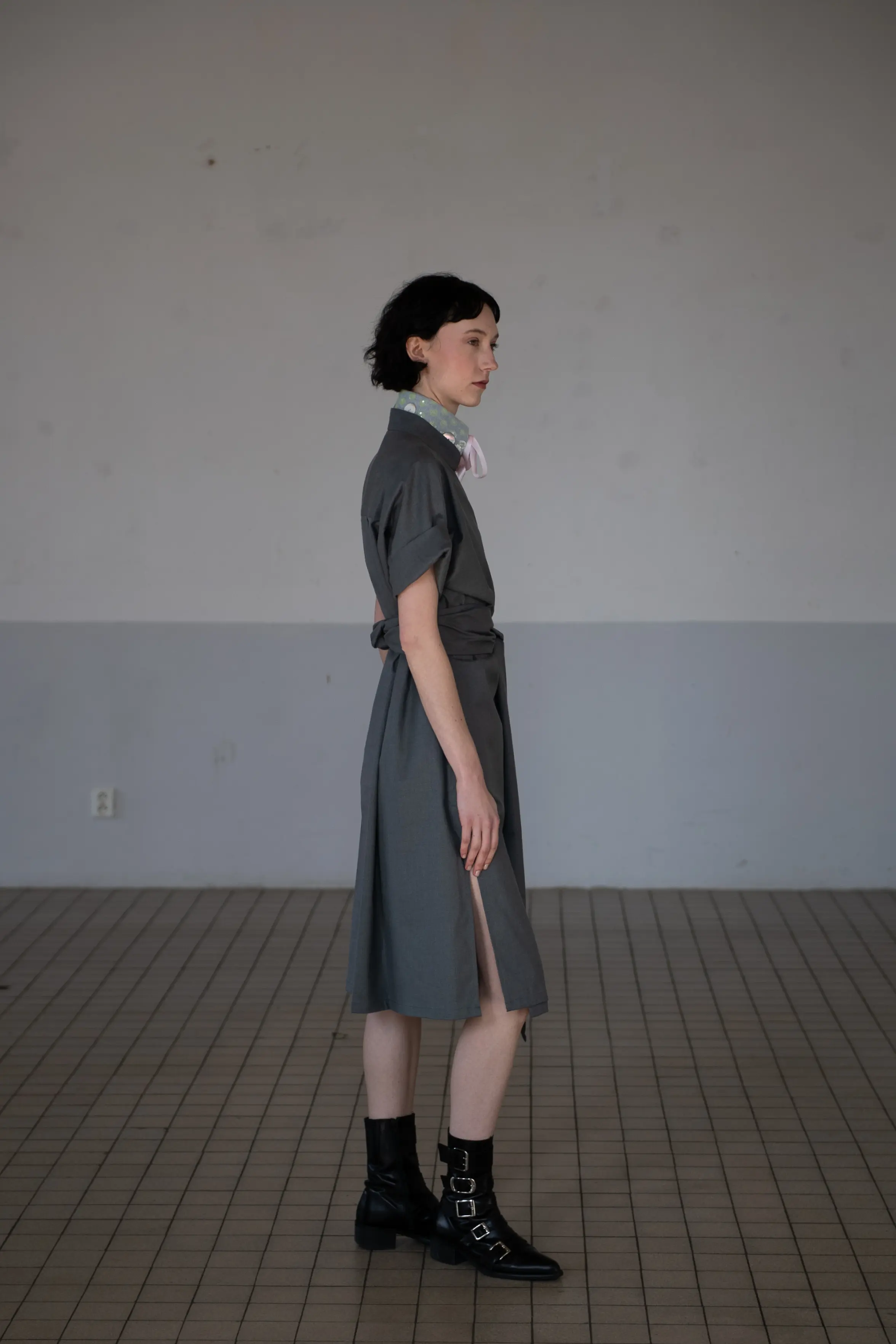 Signature Wrap Dress in Grey - Image 9