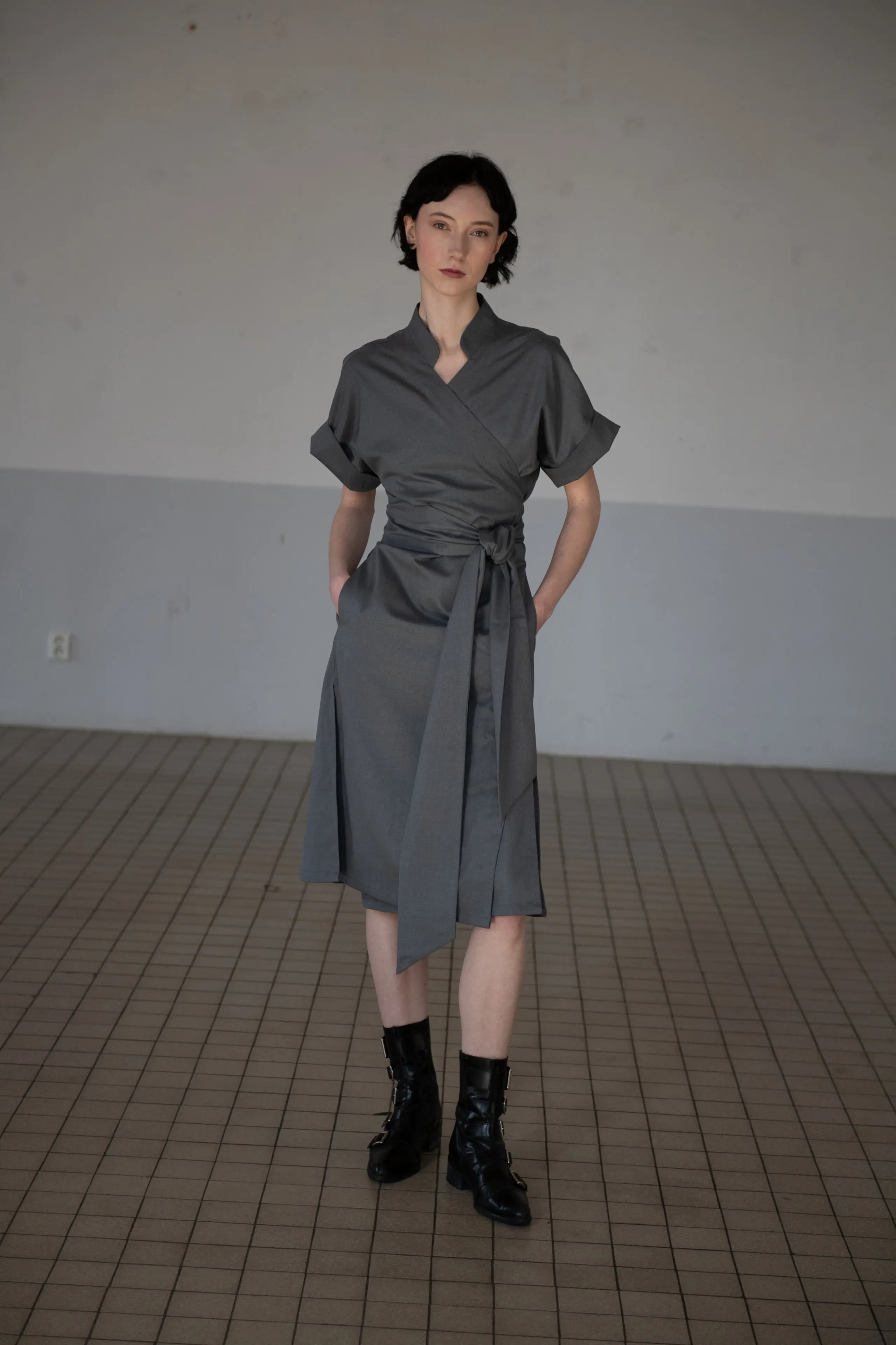 Signature Wrap Dress in Grey