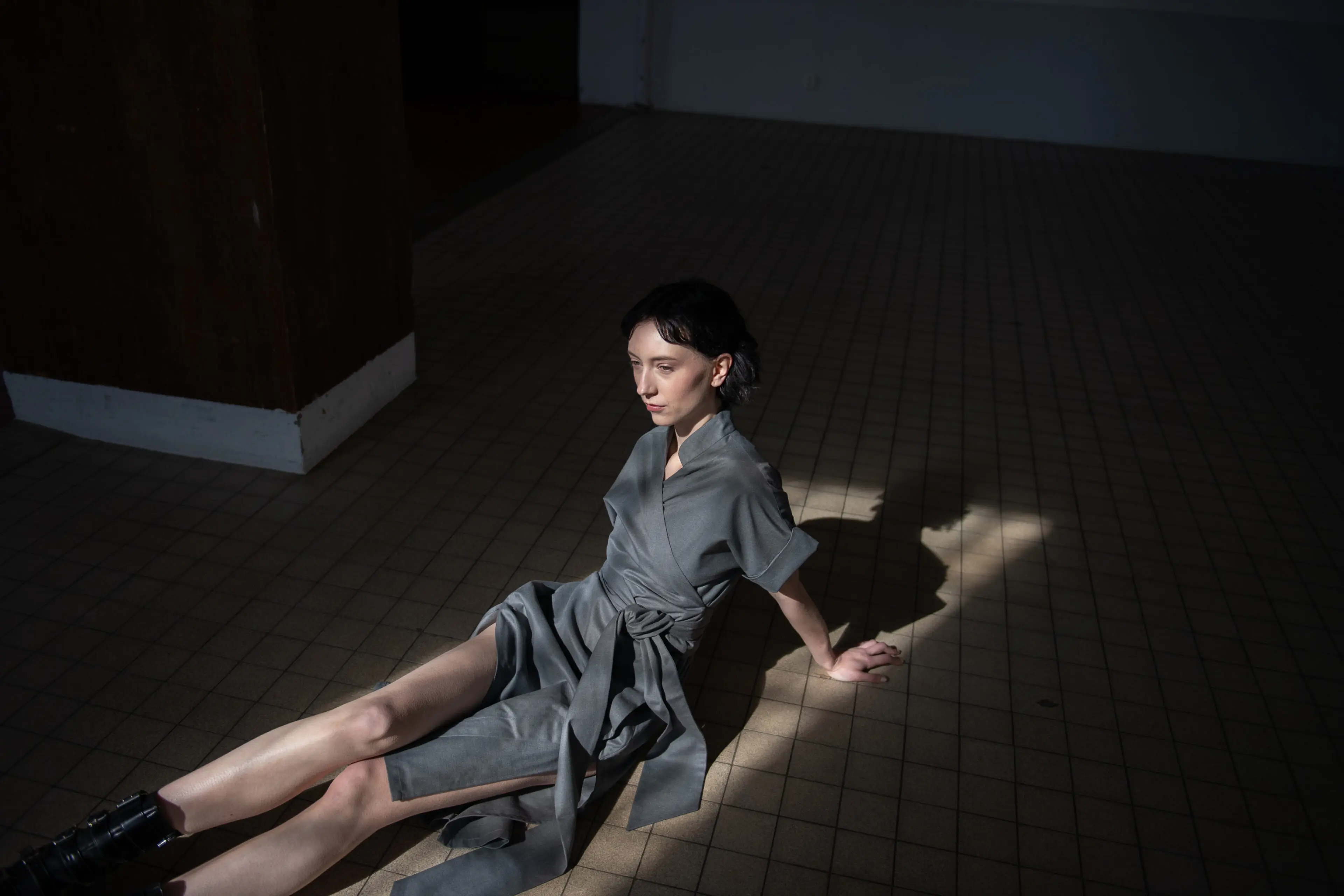 Signature Wrap Dress in Grey - Image 5