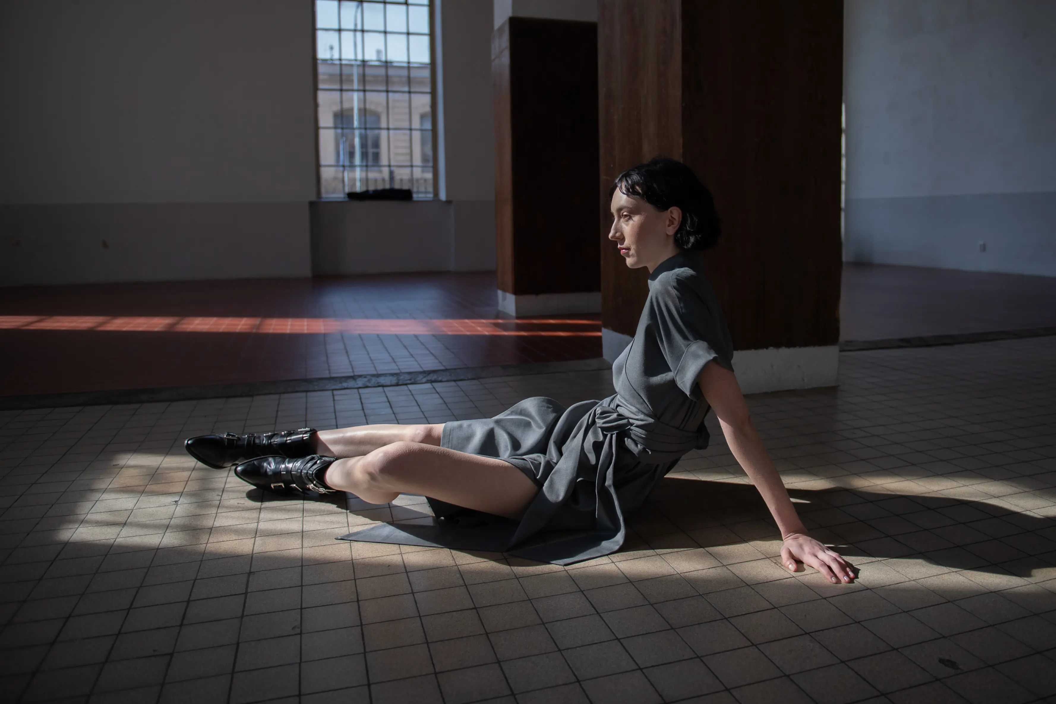 Signature Wrap Dress in Grey - Image 3