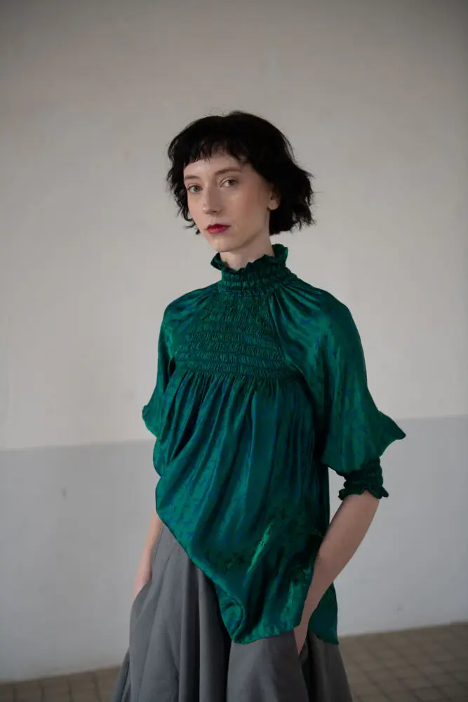 Dark Green Silk Blouse