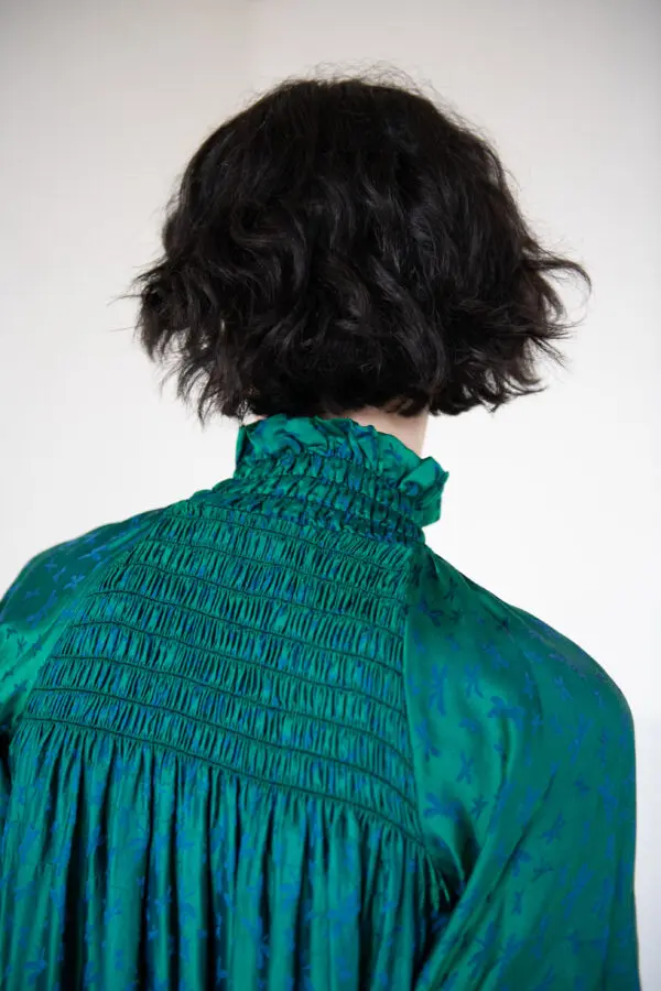 Dark Green Silk Blouse