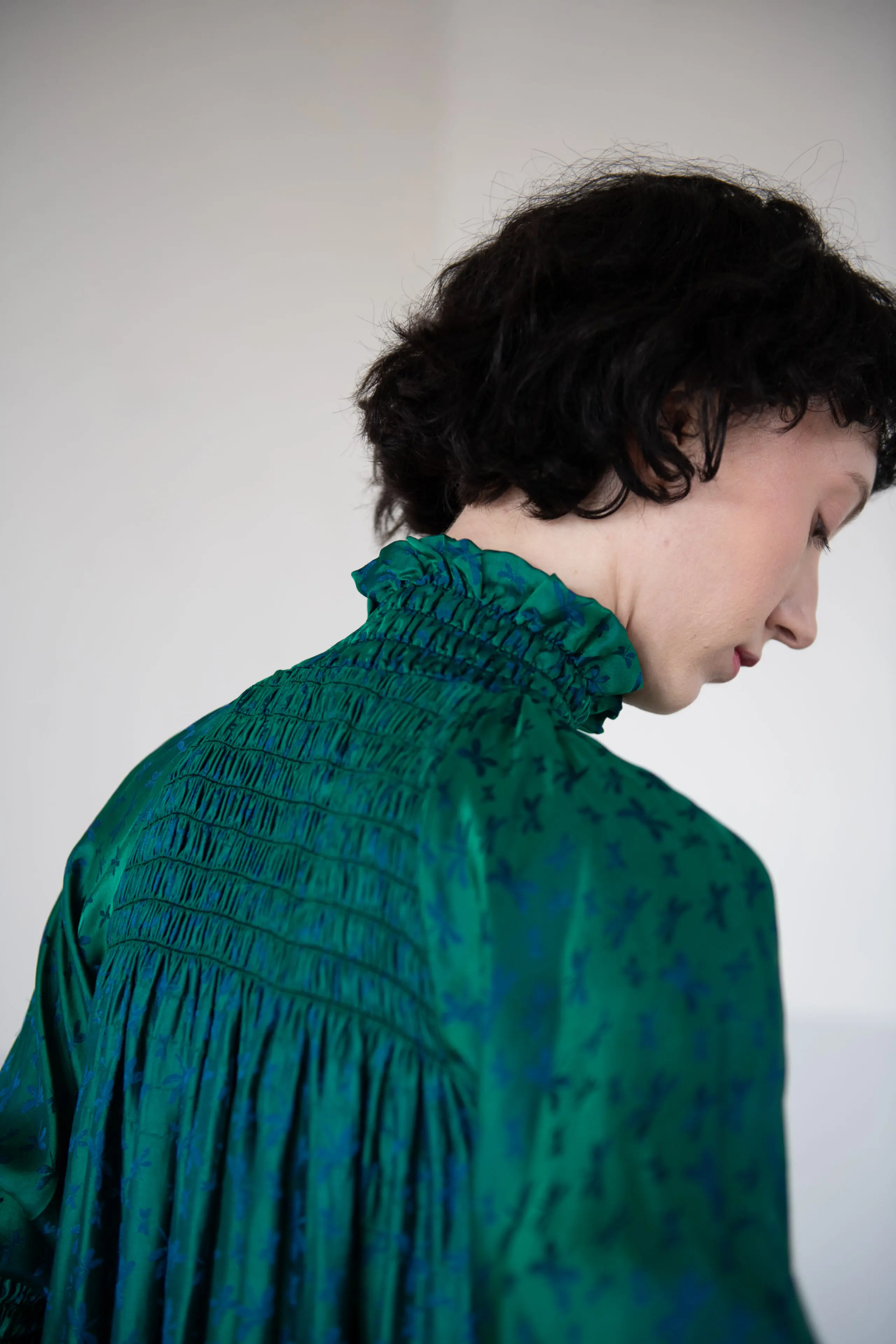 Dark Green Silk Blouse - Image 3