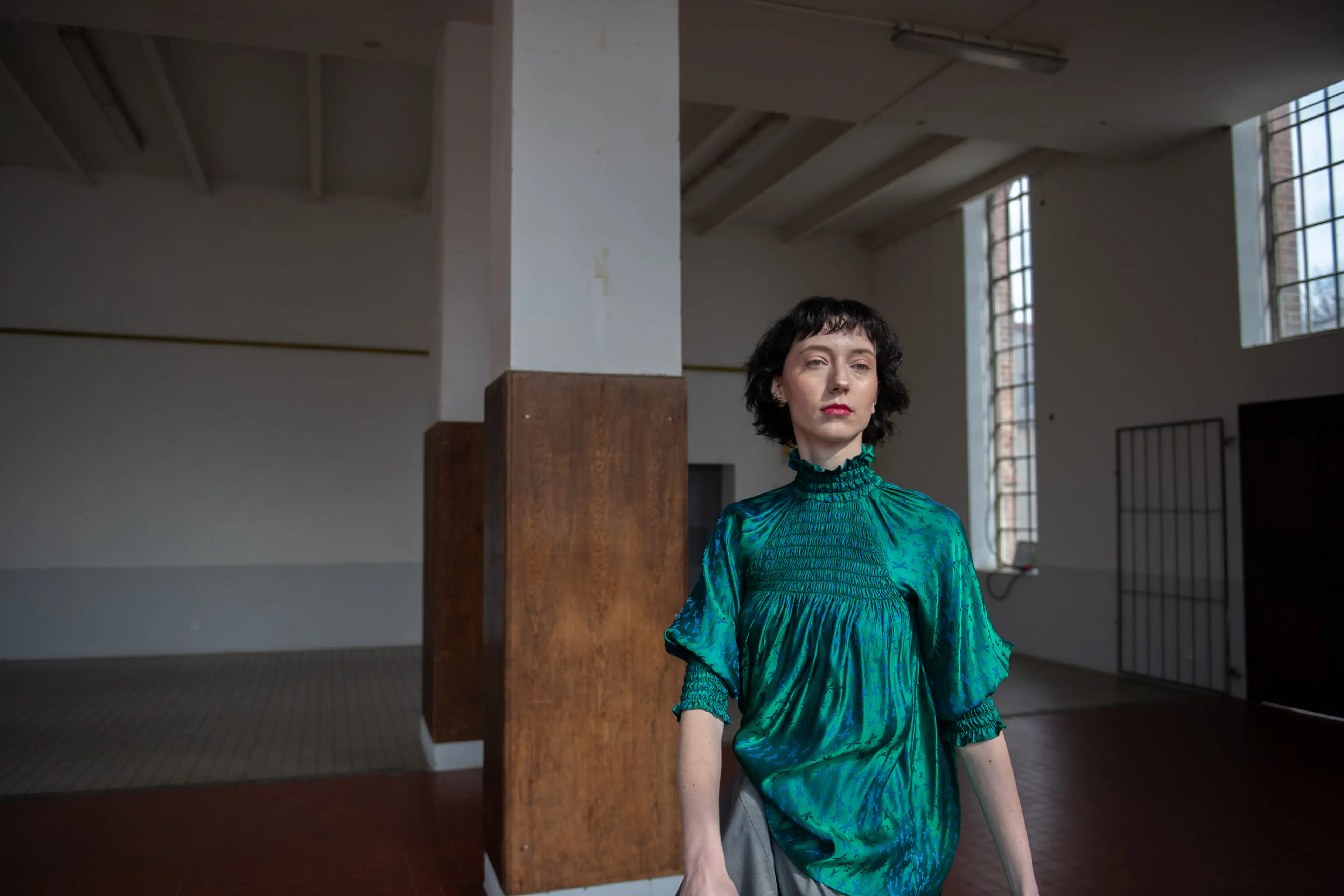 Dark Green Silk Blouse - Image 4