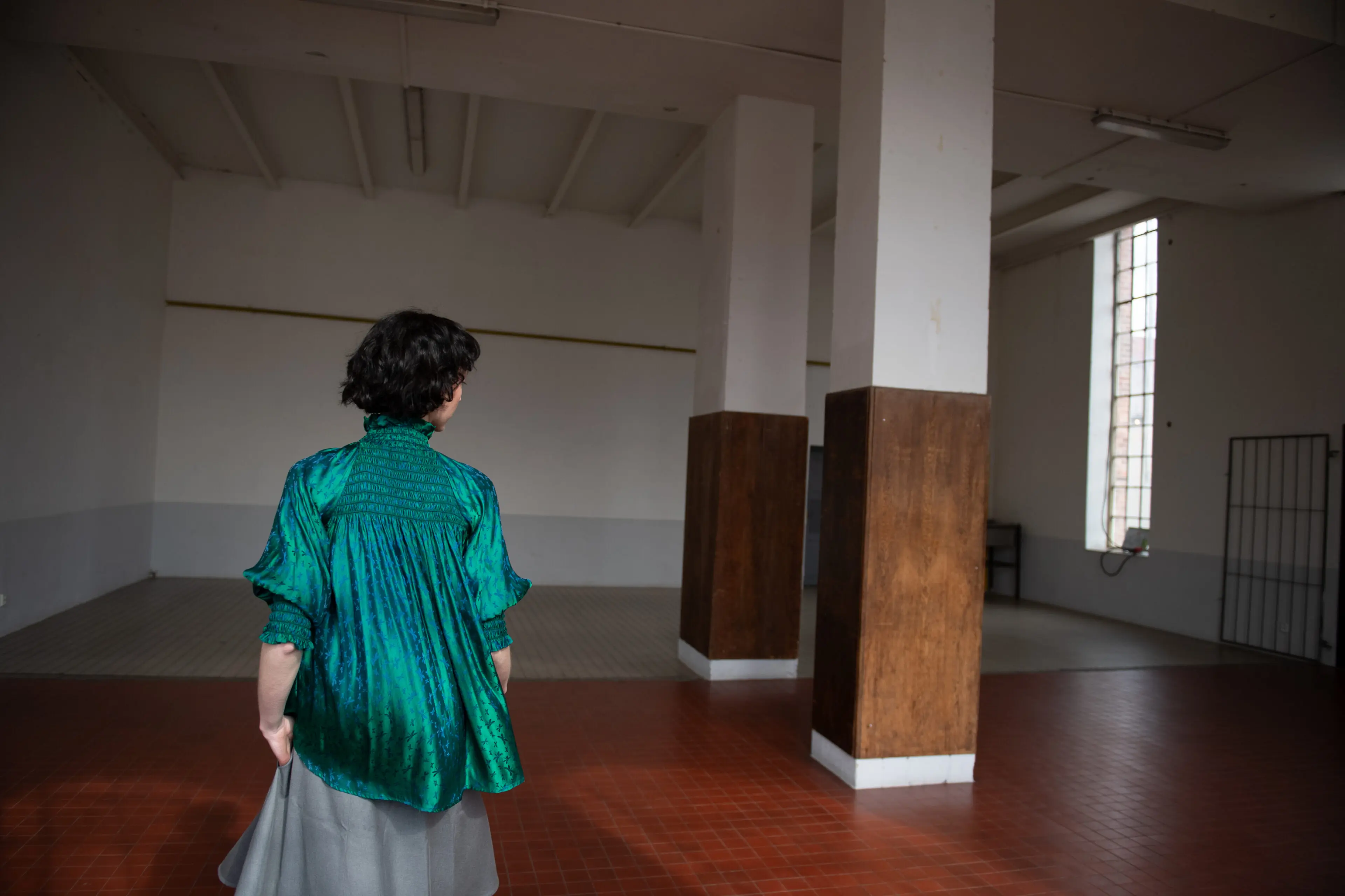 Dark Green Silk Blouse - Image 6