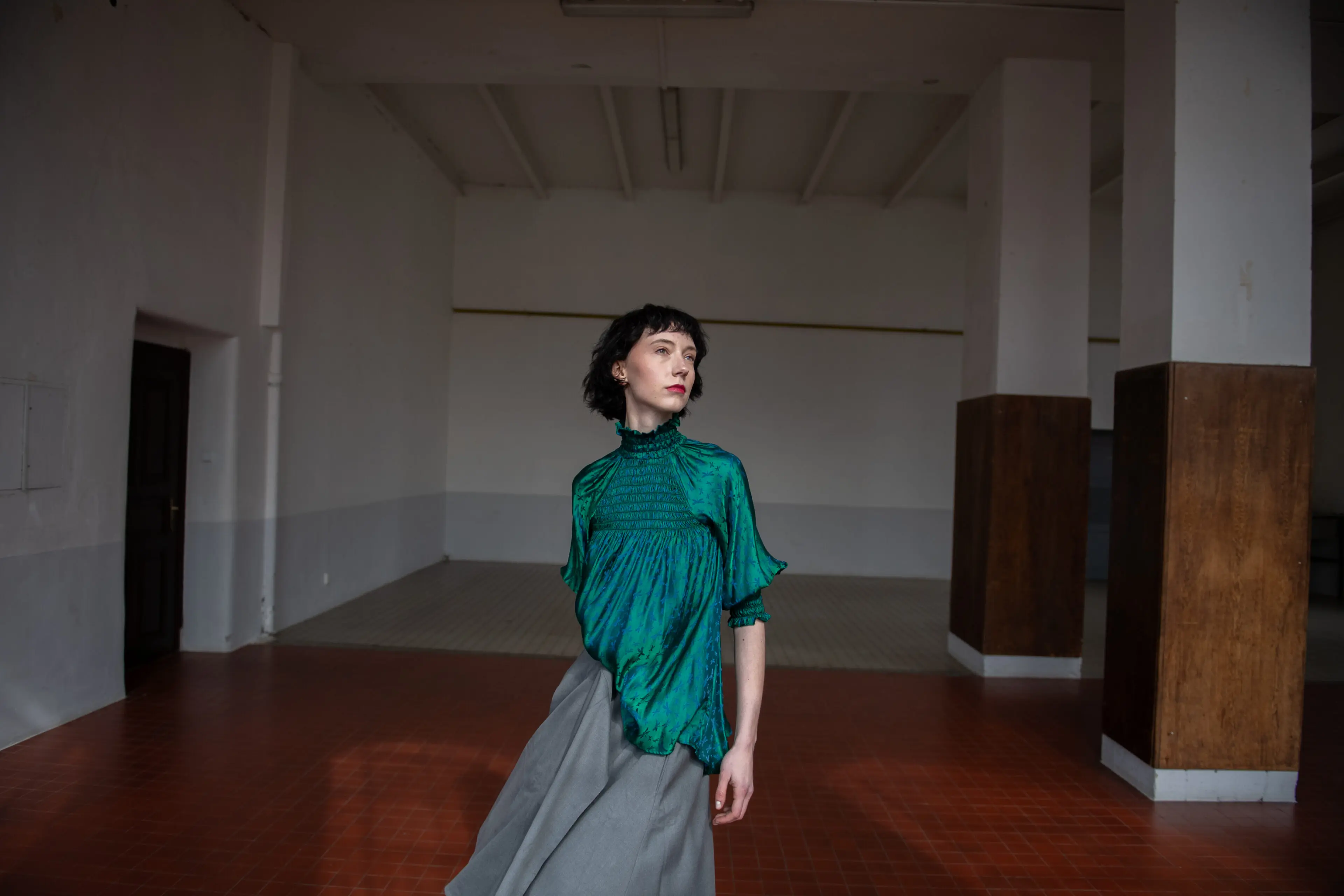 Dark Green Silk Blouse - Image 7