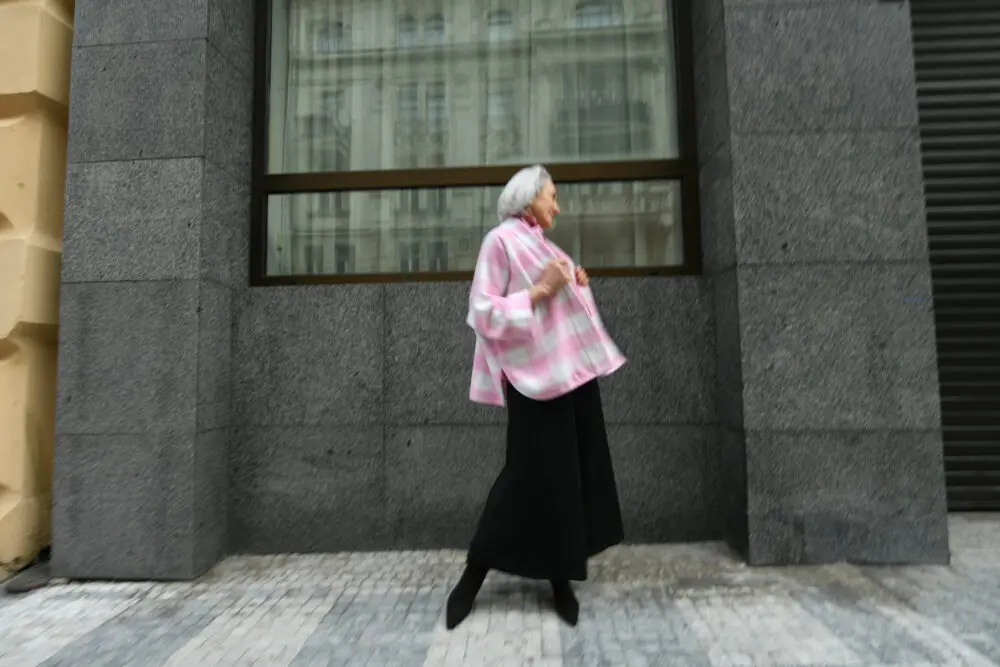 Kimono kostkované růžovobílé