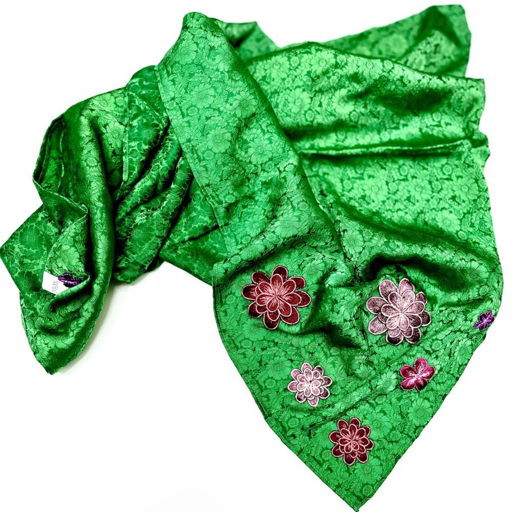 Silk hand embroidered scarf