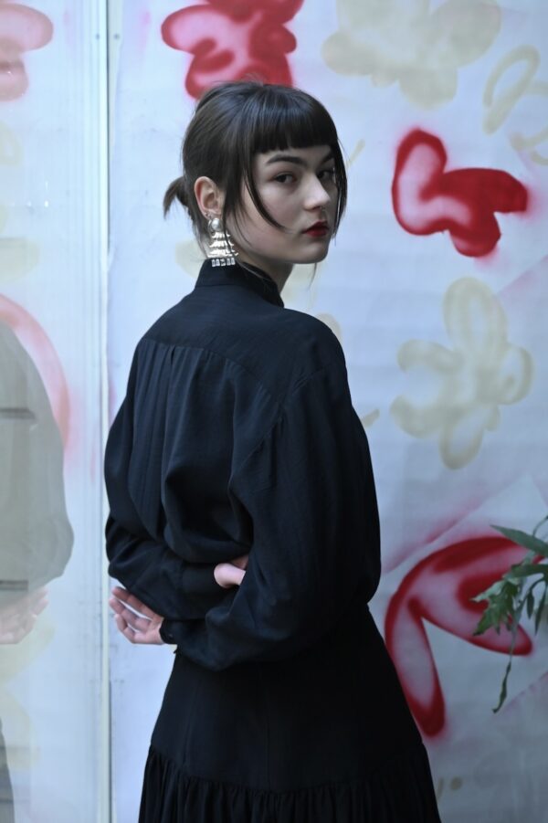 Black silk blouse