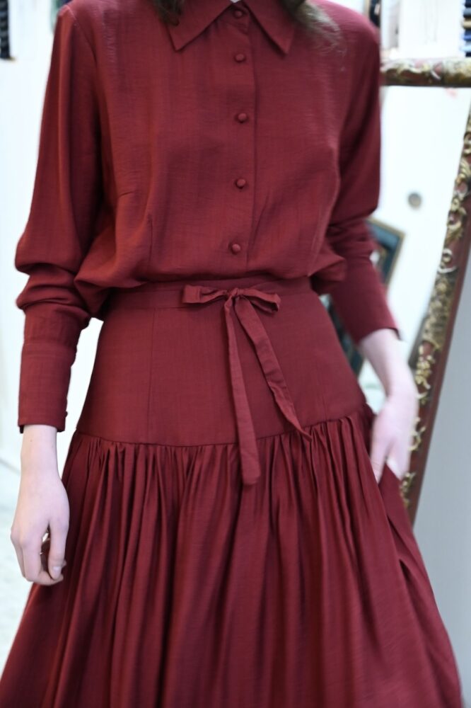 Bordeaux silk skirt