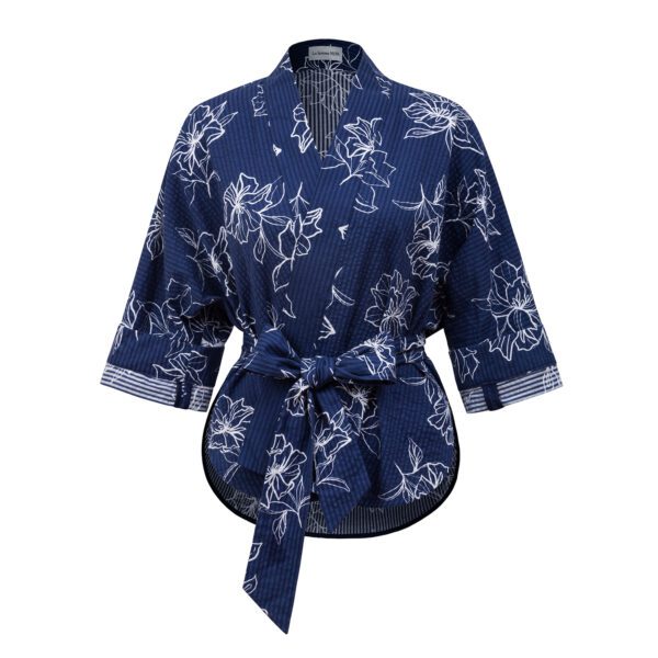 Kimono Blouse - BlueWhite Flowers