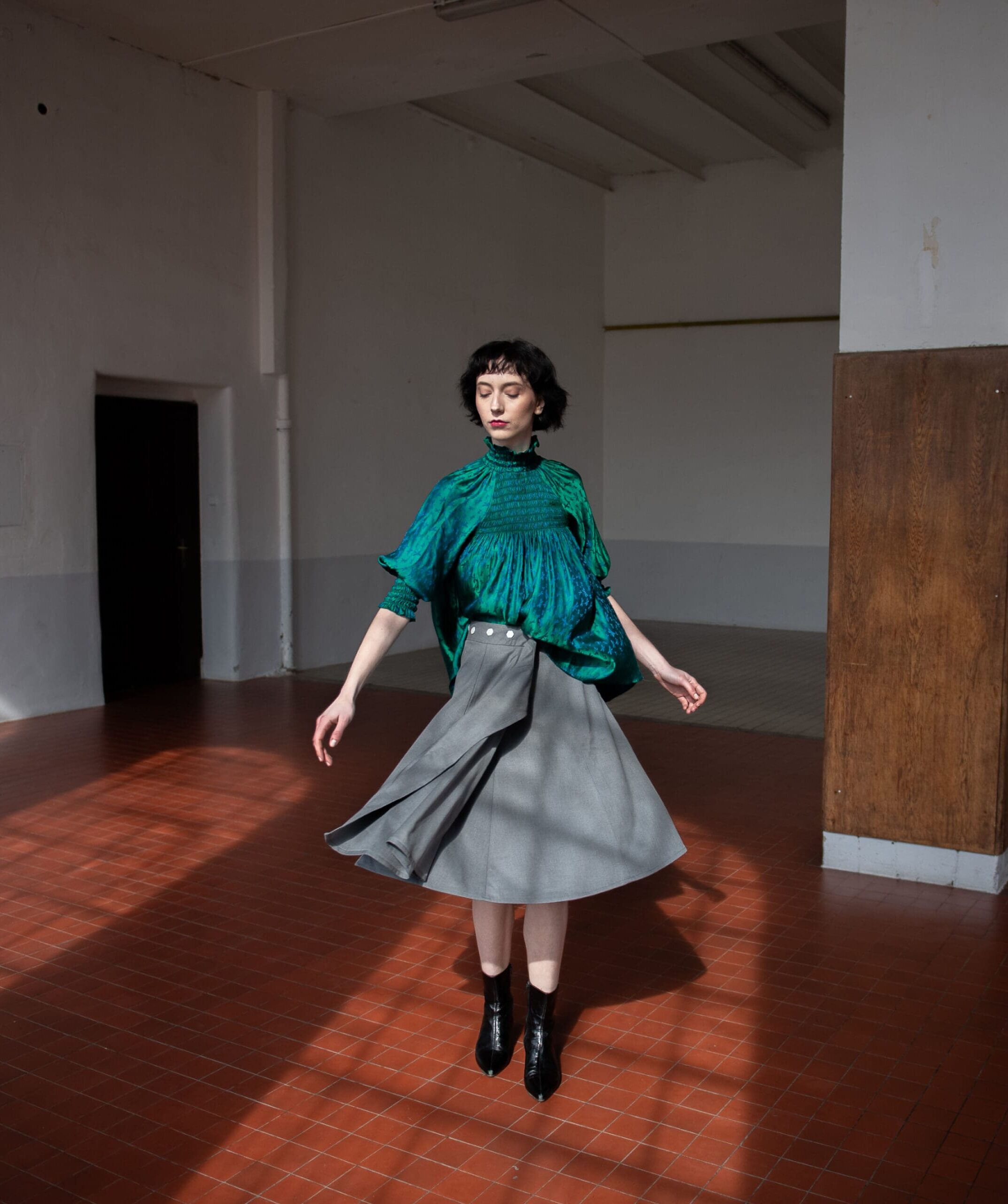 Dark Green Silk Blouse - Image 5